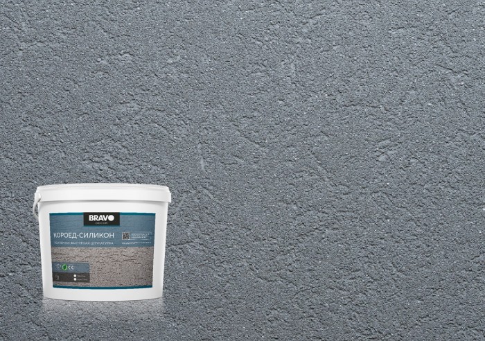"Короед-силикон" роллерная фактурная штукатурка на силиконовой основе. Зерно 2,0 мм.